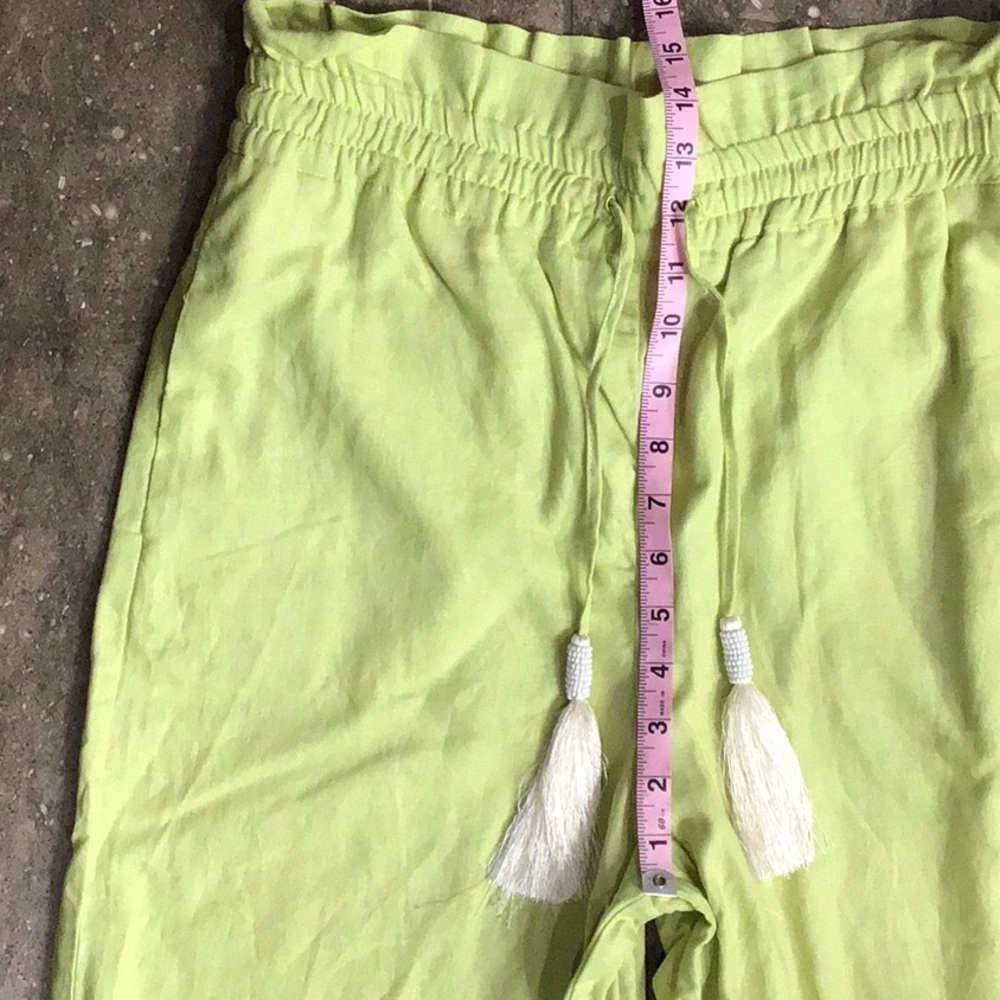 House of Harlow Green Linen Rayon Wide Leg Pants, S - Picture 6 of 11